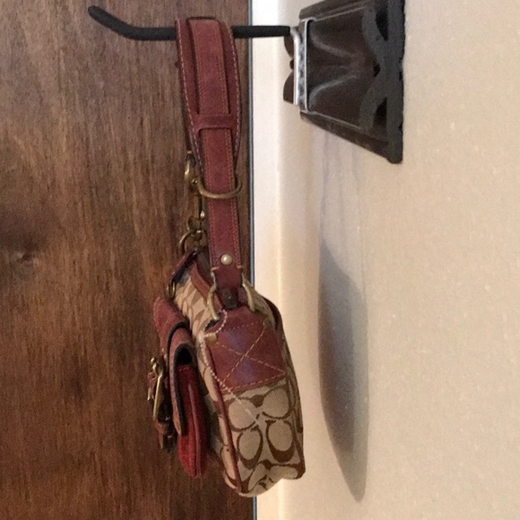 VINTAGE COACH LEGACY BROWN LEATHER CANVAS BAG - Picture 4 of 6